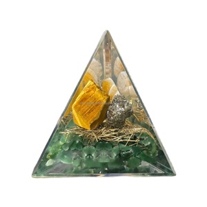 Vente chaude prospérité croissance méditation aide richesse abondance orgone pyramide agate pyrite oeil de tigre citrine vert jade pierre précieuse - Product Image 1