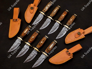 UA Supplies OEM Handmade Damascus Steel Fixed Blade EDC Survival Knife Pakka Wood Handle Brass Guard Industrial/DIY Grade 15 cm - Product Image 3