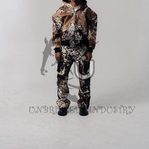 Men's High Waist <b>Flare</b> Pants Cowhide Print Spliced Casual Style Button Fly Autumn Wear - Product Image 2