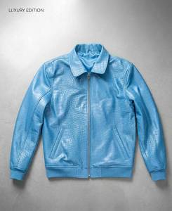 Veste de moto en cuir véritable IRSA SPORTS, effet croco |   Vêtement de luxe imperméable unisexe à manches longues toutes saisons 120g en soie - Product Image 5