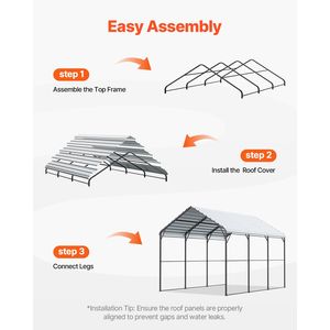 Tettoia per Auto Resistente 3x4,5m da Esterno con Telaio in Acciaio Zincato, Tetto Rimovibile, Tenda Garage Ombreggiante, Stile Singolo, in Metallo - Product Image 6