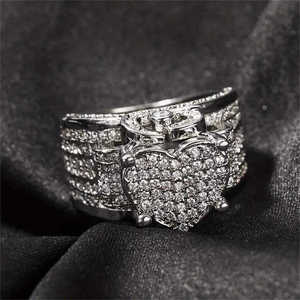แหวนตัวอักษรเงินแท้แบบปรับแต่งได้ พร้อมเพชรเลียนแบบ 18k สำหรับผู้ชายและผู้หญิง ของขวัญสุดพิเศษ สไตล์ฮิปฮอป - Product Image 2