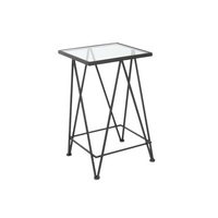 Table basse en métal de style industriel moderne avec plateau en verre, structure durable, meubles de salon, table centrale élégante