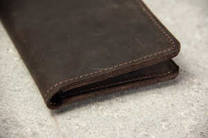 Customized Wholesale Genuine Leather Checkbook Case Vintage Business Check <b>Book</b> Holder Pocket <b>Wallet</b> Core LCR-0143 - Product Image 4