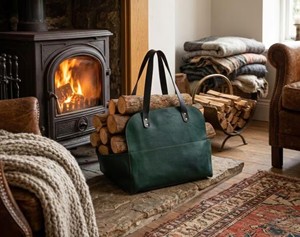 Sac de transport de bûches en cuir véritable de luxe, robuste et portable, pour foyer extérieur, LLR-0159 - Product Image 2