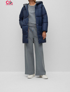 Chaqueta Larga Acolchada de Invierno para Mujer, con Capucha, Cierre de Cremallera, Color Sólido, Relleno de Poliéster, Abrigo Grueso - Product Image 3