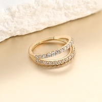 SUPERSTAR Piercing Septum Or 14K Anneau Clicker Double Rang Zirconium Latéral Bijoux de Corps Nez en Gros