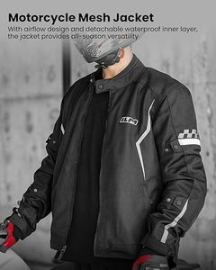 Chaqueta de Motocicleta ILM para Hombre, Negra, Manga Larga, Resistente al Viento, para Todas las Estaciones, Ropa de Carreras - Product Image 4