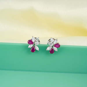 Boucles d'oreilles Rubis Diamant Marquise - Product Image 2
