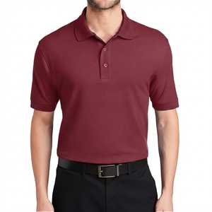 Polo à manches courtes pour homme, blanc uni, avec patte de boutonnage, col et poignets côtelés, style athlétique décontracté, vêtement de travail - Product Image 3