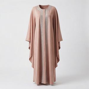 Vestido de Pedrería para Mujer, Kaftán, Túnica Musulmana, Abaya Larga de Chifón, Conjunto de Dos Piezas, Ropa Elegante y Modesta - Product Image 1