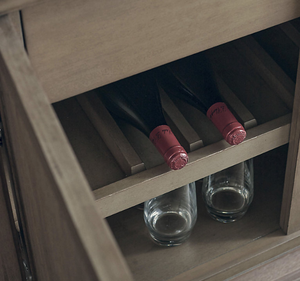 Buffet moderne minimaliste en bois de mahogany massif avec dessus en marbre, prise électrique intégrée, meuble de rangement pour chambre à coucher - Product Image 4