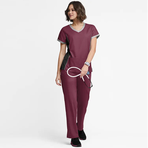 Wholesale Women Medical Nursing Scrubs <b>Set</b> Short Sleeve <b>Doctor</b> Nurse Uniform Clinic Workwear Top & Pants - Product Image 3