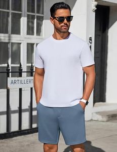 Shorts de sport bleu clair pour homme avec cordon de serrage, décontractés, pour l'entraînement et la gym, avec poches latérales - Product Image 5