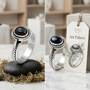 Anillo de Ónix en Plata 925 de Art Palace, con Engaste de Bisel, Estilo Vintage, Unisex, para Uso Diario - Product Image 2