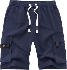 Men's <b>White</b> Plaid <b>Cargo</b> Shorts Mid Elastic Waist Formal Oxford Fabric Breathable Sport Pockets - Product Image 2