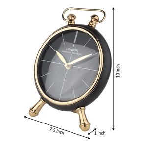 Timekeeper Square <b>Desk</b> <b>Clock</b> Gold Metal Silent Quartz Movement Art Deco Design Snooze Function - Product Image 5