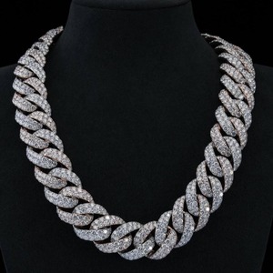 Collier chaîne cubaine en moissanite taille brillant, en argent sterling 925, bijoux hip-hop personnalisés pour la mode haut de gamme - Product Image 1