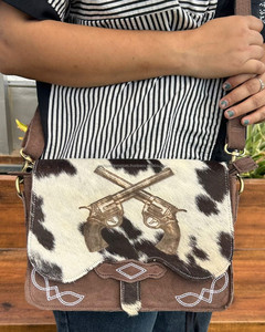 Suede Leather Handbag Boot Stitch Western Crossbody Handbag Genuine Hair on Hide Leather Purse Women Laser Printed Suede Bags - Product Image 2