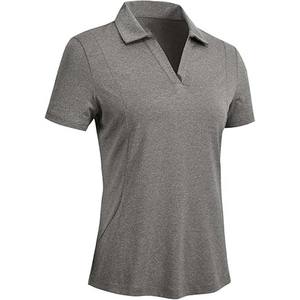 Tops décontractés pour femmes, respirants, à séchage rapide, à manches courtes, col classique, mélange polyester/coton, logo de marque personnalisé - Product Image 1