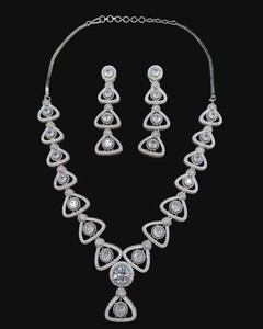 LucentArts Triangle Geometric AD <b>Crystal</b> Necklace <b>Set</b> Elegant White Round Stone Bridal Wedding Jewelry <b>Set</b> for Women's Wholesale - Product Image 5