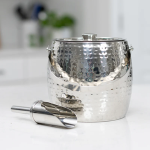 Seau à glace en acier inoxydable poli miroir, martelé, de qualité supérieure, pour boissons, au meilleur prix - Product Image 1