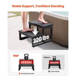 Vasca idromassaggio Spa 2 gradini per esterni pesanti 23.6 pollici di larghezza nera PP fuori terra/scala gonfiabile per piscina 320 libbre di capacità di peso - Product Image 2