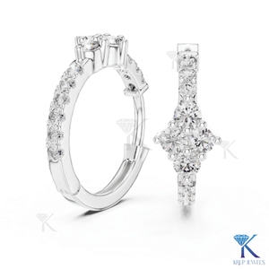 Lab Grown CVD HPHT Diamond Cluster <b>Huggie</b> Hoop Earrings Pave 14K <b>Solid</b> <b>Gold</b> Luxury Women Wedding Bridal Jewelry KRUP JEWELS - Product Image 5