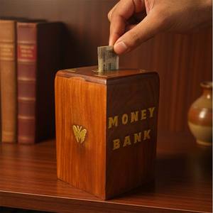 Caja de Ahorros Rectangular de Madera Estilo Vintage con Cerradura Antirrobo, de Alta Calidad para el Hogar, Oficina o Regalos, Hecha a Mano - Product Image 1