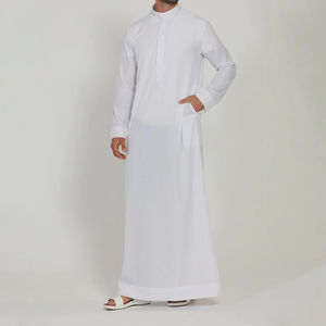 Túnica Árabe Tradicional y Elegante para Hombre, Thawb de Color Sólido en Algodón y Lino, Largo hasta el Suelo, Ligero, Transpirable, de Manga Larga, Informal - Product Image 3