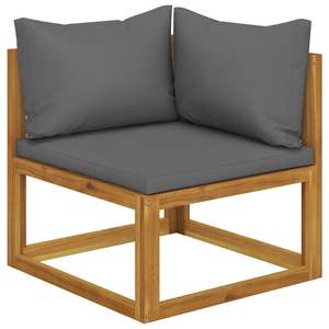 Banc de jardin gris foncé avec coussins et bois naturel pour terrasse - Product Image 2