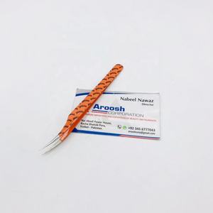 Pince à épiler professionnelle de volume pour cils en acier inoxydable d'isolation orange de haute qualité - Product Image 2