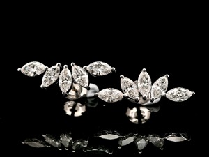 1ct 14K White Gold Marquise Lab Grown Diamond Petal Shape <b>Helix</b> Earrings Elegant Ear <b>Helix</b> <b>Stud</b> Minimal Fine Jewelry for Women - Product Image 2