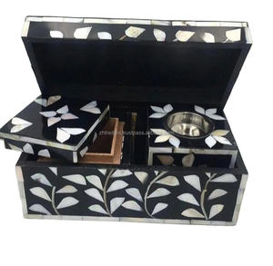 Ensemble de brûleurs d'encens de luxe fabriqués à la main avec incrustation de nacre Mubkhar arabe idéal Ramadan Eid et décoration de la maison - Product Image 4