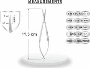 Tijeras Profesionales de Acero Inoxidable con Hoja Curva y Microresorte para la Eliminación Precisa de Cutículas, Serie Experta para el Cuidado de Cejas - Product Image 4