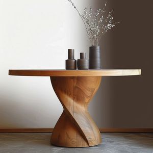 Mesa auxiliar de madera pulida a mano que ofrece un tacto suave con artesanía en madera maciza y altura equilibrada - Product Image 3