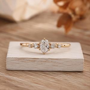 IGI Certified Oval Five Diamond Engagement Rings Solid <b>Yellow</b> Gold Women Wedding Ring Lab Grown Diamonds Ring for Women - Product Image 2