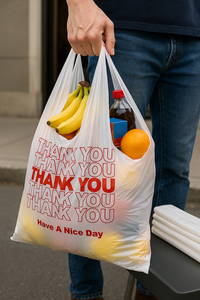 Sacs en T-shirt personnalisés avec logo, sacs de courses réutilisables entièrement imprimés, emballages alimentaires compostables en plastique, échantillons gratuits - Product Image 5