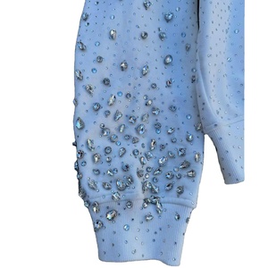 Sweat à capuche zippé noir 2026 avec strass, sweat à capuche streetwear scintillant en cristal, sweat à capuche décontracté 100 % coton à épaules tombantes unisexe - Product Image 4