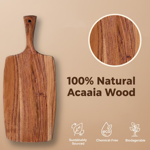 Grande planche à fromage et charcuterie en bois d'acacia avec poignée |   Planche à servir, à découper et à hacher écologique de qualité supérieure - Product Image 5