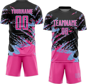 Maillot de sport d'été personnalisé pour hommes, respirant, en polyester, col en V, ensemble complet d'uniformes de football, kits de football d'été OEM pour adultes - Product Image 6