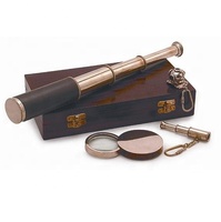 Telescopio náutico de latón para senderismo, telescópico de mano con Funda de cuero, accesorio de decoración de artículos, venta al por mayor