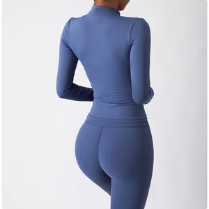 Vente en gros de veste de sport pour femmes, respirante et extensible, haut de yoga à manches longues, haut de sport à fermeture éclair pour la course à pied - Product Image 3