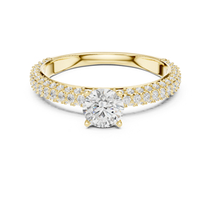 แหวนหมั้นเพชรทรงกลมทองคำโรสโกลด์ 14K สำหรับผู้หญิง |   เพชรที่เพิ่งเพาะเลี้ยง - Product Image 3