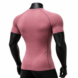 T-shirts de sport pour hommes à manches courtes, col rond, compression, haute qualité, unis, basiques, prix compétitifs. - Product Image 3