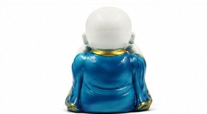 Statuette de Bouddha moine mignonne et écologique en résine, finition marbrée, décoration de table pour la maison, cadeau pour Thanksgiving, anniversaire, Diwali - Product Image 5