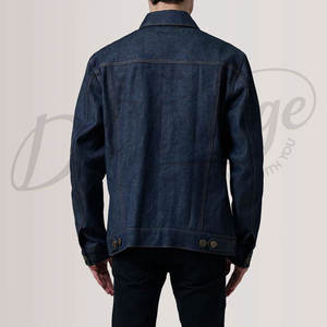 Veste en jean bleu foncé pour homme, boutonnée, manches longues, style décontracté, vêtement d'extérieur tendance - Product Image 6