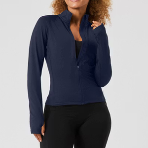 Women Nylon Seamless Sports Jacket High Elastic Zip up Jacket <b>Long</b> <b>Sleeve</b> Tight-fitting Running Fitness Coat Gym Jacket - Product Image 2