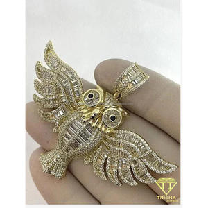 Colgante de Búho de Moissanita - Estilo Hip Hop, Chapado en Oro sobre Plata 925, Collar Unisex - Product Image 5