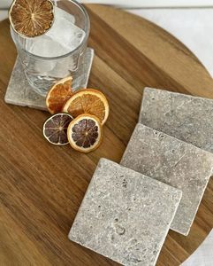 Ensemble de sous-verres en travertin, supports à boissons en pierre naturelle pour bar, cuisine, restaurant, décoration de la maison, accessoires - Product Image 5